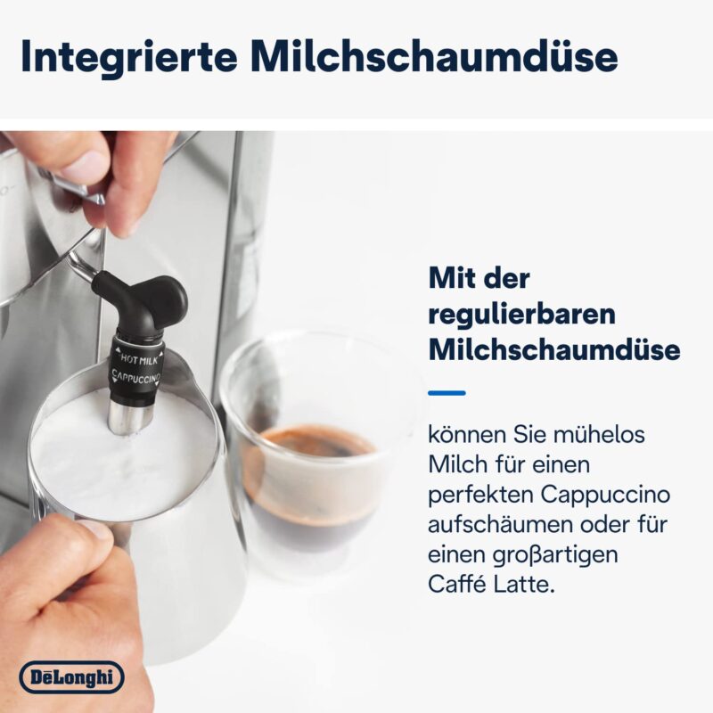 De'Longhi Dedica Style EC685.M Espresso Machine – Slim 15 cm Design, Milk Frother, 15-Bar Pressure, 1L Water Tank, Compatible with Ground Coffee & ESE Pods, Stainless Steel - Image 17
