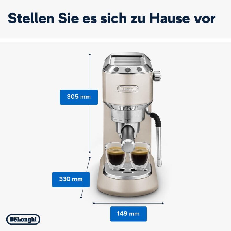 De'Longhi Dedica Style EC685.M Espresso Machine – Slim 15 cm Design, Milk Frother, 15-Bar Pressure, 1L Water Tank, Compatible with Ground Coffee & ESE Pods, Stainless Steel - Image 25