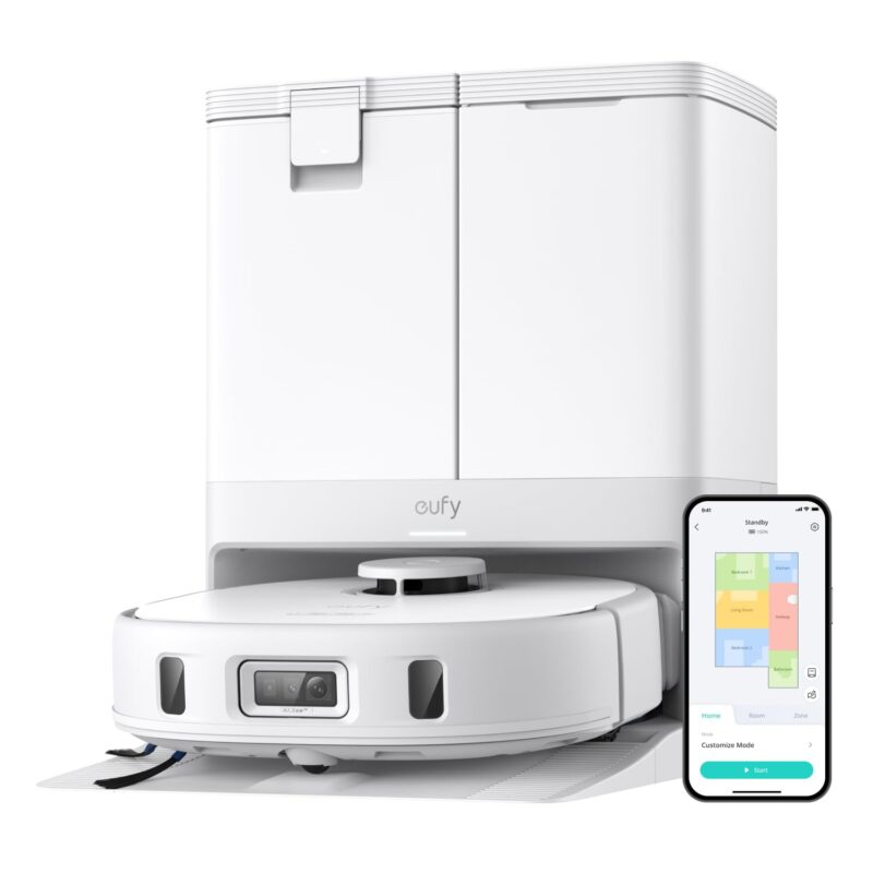 eufy X10 Pro Omni Robot Vacuum and Mop Combo, 8,000Pa Suction, Self-Emptying, Auto Mop Washing & Drying, Dual Auto-Lift Mops, AI Obstacle Avoidance, Black - Image 2