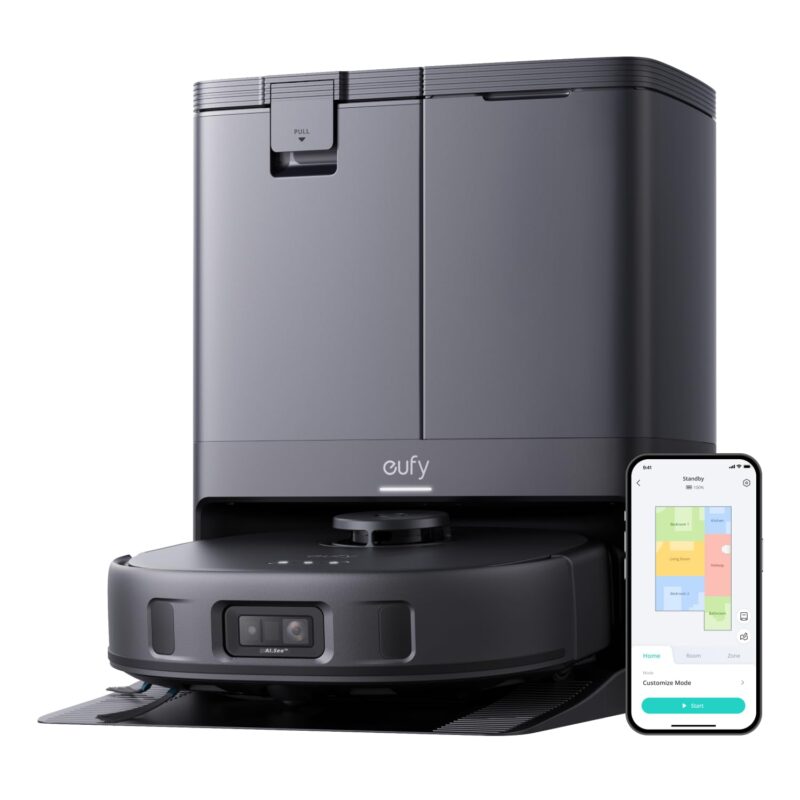 eufy X10 Pro Omni Robot Vacuum and Mop Combo, 8,000Pa Suction, Self-Emptying, Auto Mop Washing & Drying, Dual Auto-Lift Mops, AI Obstacle Avoidance, Black