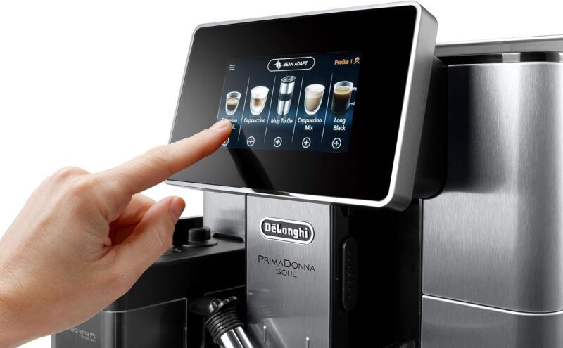 De’Longhi Primadonna Soul ECAM610.75.mb – Fully Automatic Bean-to-Cup Espresso & Cappuccino Maker with Bean Adapt Tech, 4.3″ TFT, 2.2 L Tank (Black/Silver) - Image 4