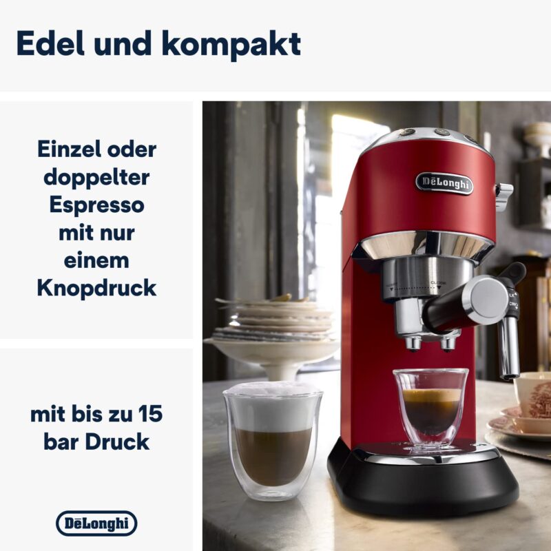 De'Longhi Dedica Style EC685.M Espresso Machine – Slim 15 cm Design, Milk Frother, 15-Bar Pressure, 1L Water Tank, Compatible with Ground Coffee & ESE Pods, Stainless Steel - Image 27