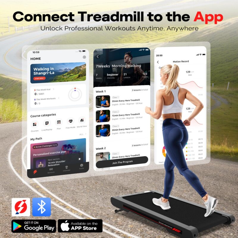 Sperax 3-in-1 Under-Desk Walking Pad – App & Remote-Controlled Vibration Treadmill, 2.5 HP Quiet Motor, 9% Auto-Incline (Red) - Image 27