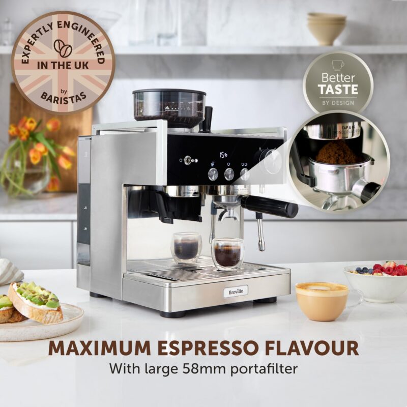 Breville Barista Max Espresso Machine – Integrated Bean Grinder, Milk Frother, 15 Bar Pump, 2.8L Tank, Stainless Steel Espresso, Latte & Cappuccino Maker - Image 16